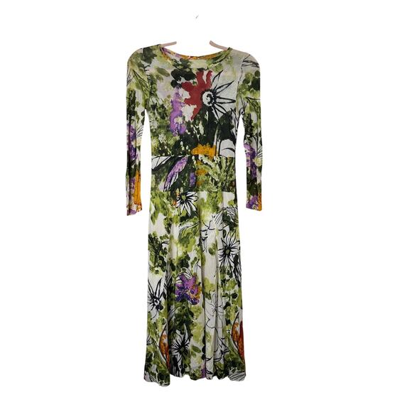 Sm Y2K VTG Floral Bodycon Drop Waist Mesh Midi Dress Semi Sheer Fairy Grunge 00s - Picture 1 of 5